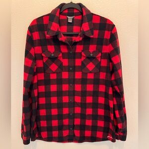 Eddie Bauer Red and Black Plaid Button Down Shirt